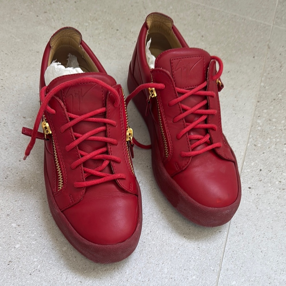 Giuseppe Zanotti Red Sneakers with Gold Accents